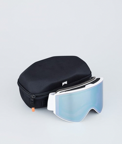 Skibrille – Weiß / Weiß mit Moon-Blue-Spiegelbeschichtung